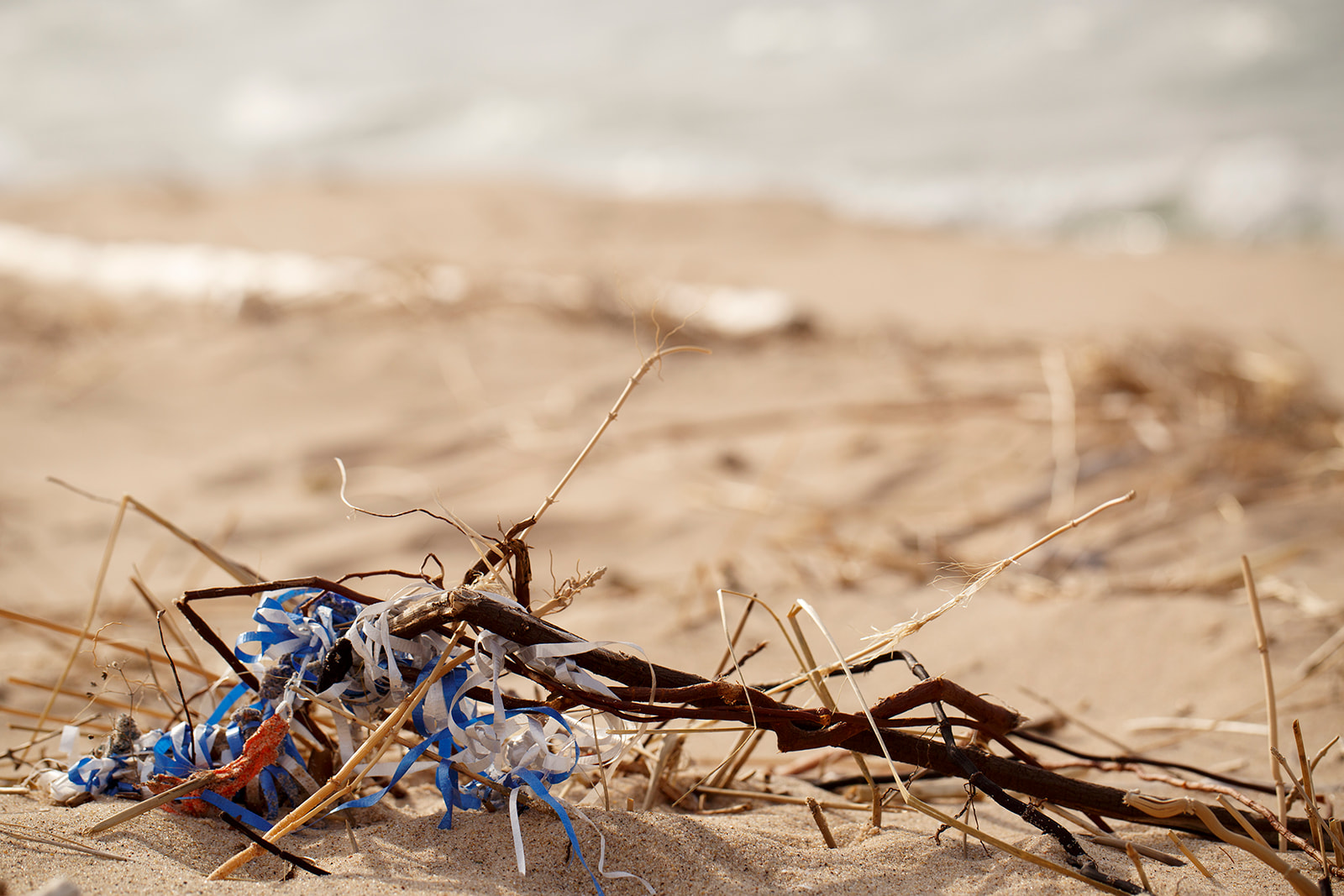 trash on beach